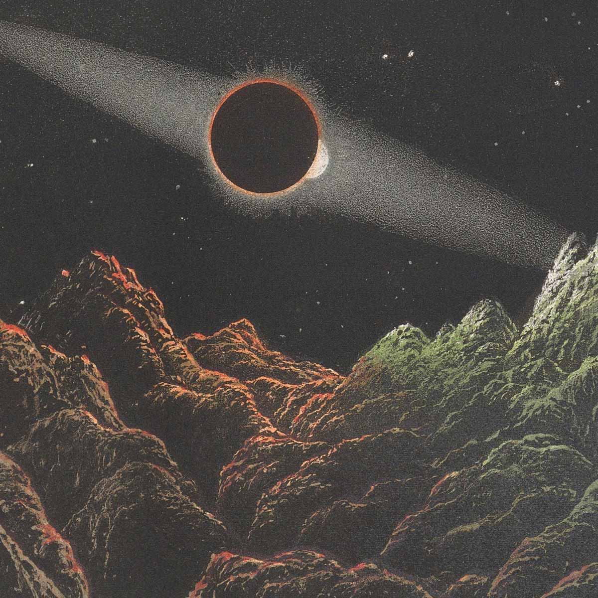 1874 Eclipse of the Sun by the Earth from the Moon Print - Muir Way - Astronomy