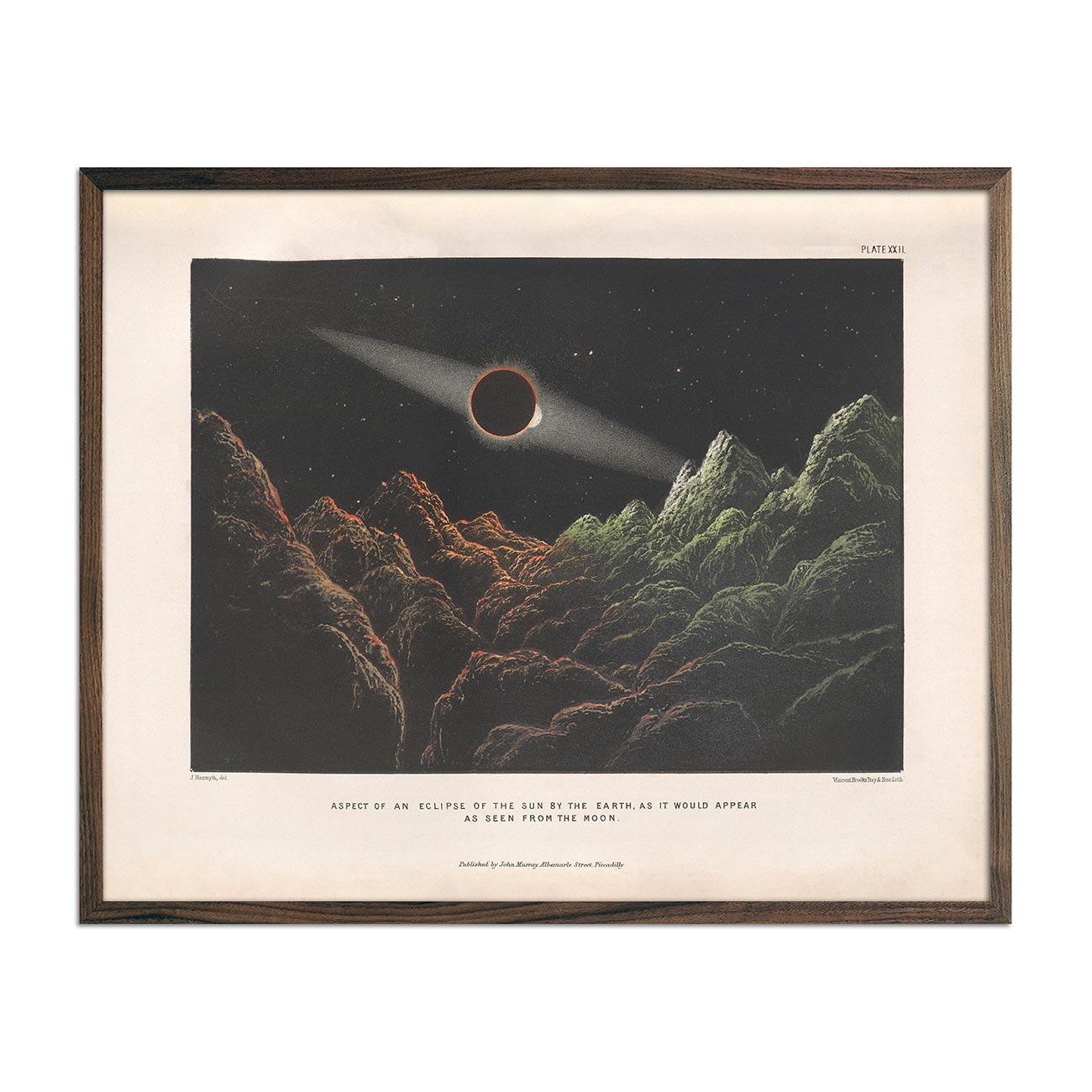 1874 Eclipse of the Sun by the Earth from the Moon Print - Muir Way - Astronomy