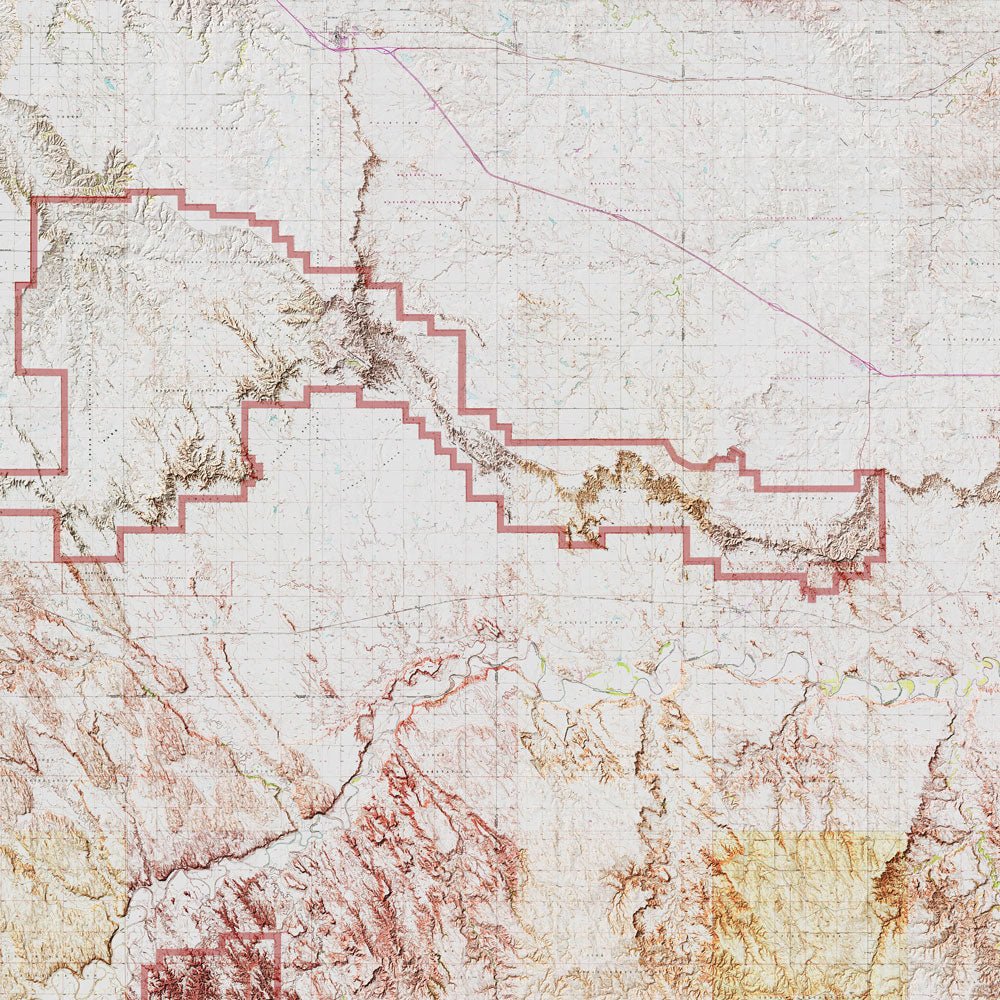 Badlands Shaded Relief Map - Muir Way - Relief Series