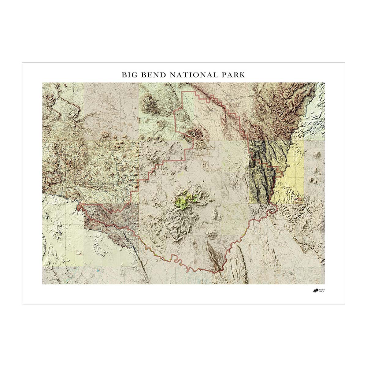Big Bend Shaded Relief Map - Muir Way - Relief Series
