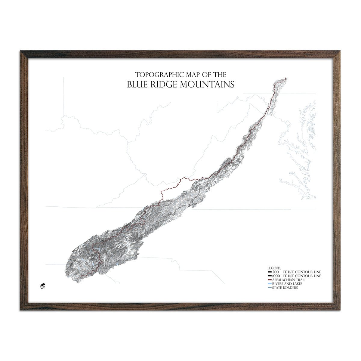 Blue Ridge Mountains Map - Muir Way - Range Series