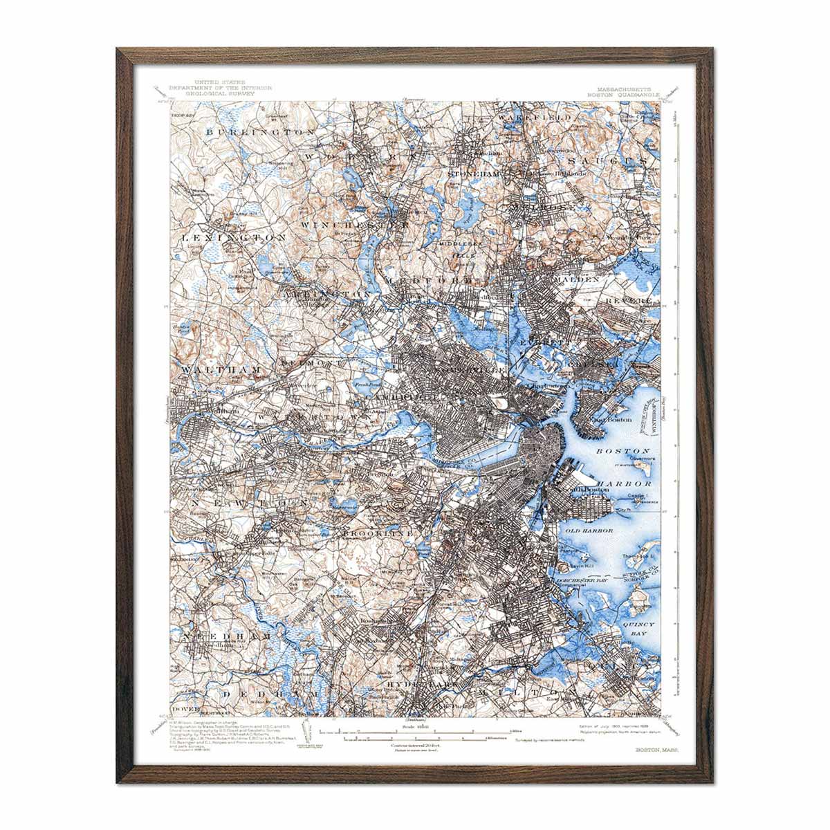 Boston, MA 1939 USGS Map - Muir Way - Vintage Map