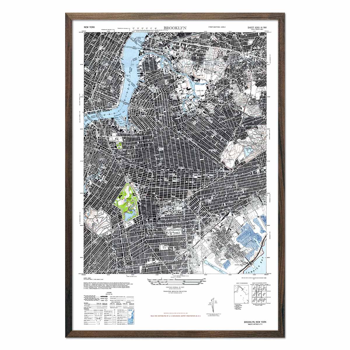 Brooklyn, NY 1947 USGS Map - Muir Way - Vintage Map