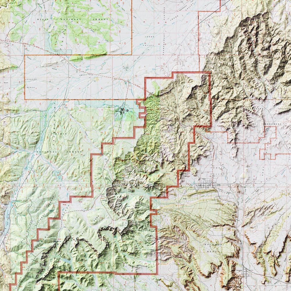 Bryce Canyon Shaded Relief Map - Muir Way - Relief Series