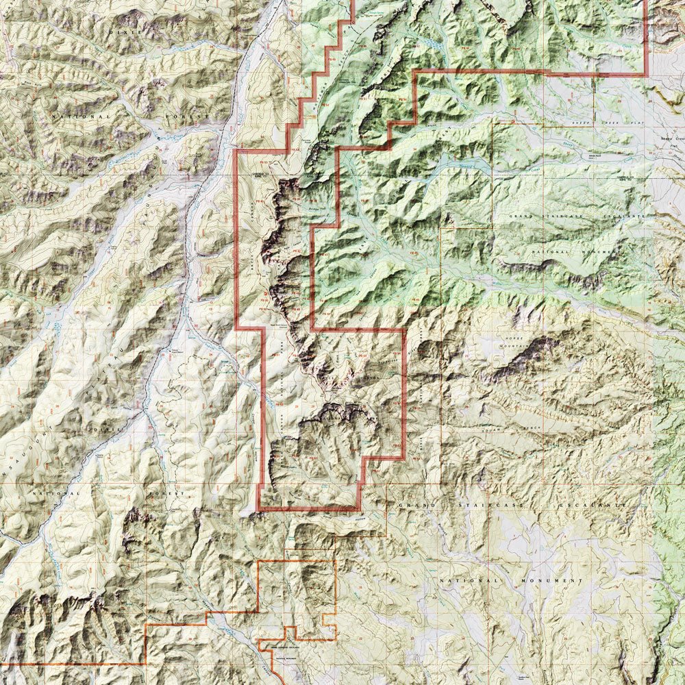 Bryce Canyon Shaded Relief Map - Muir Way - Relief Series