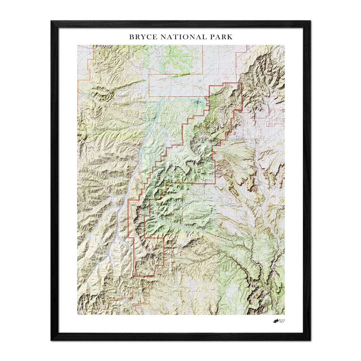 Bryce Canyon Shaded Relief Map - Muir Way - Relief Series