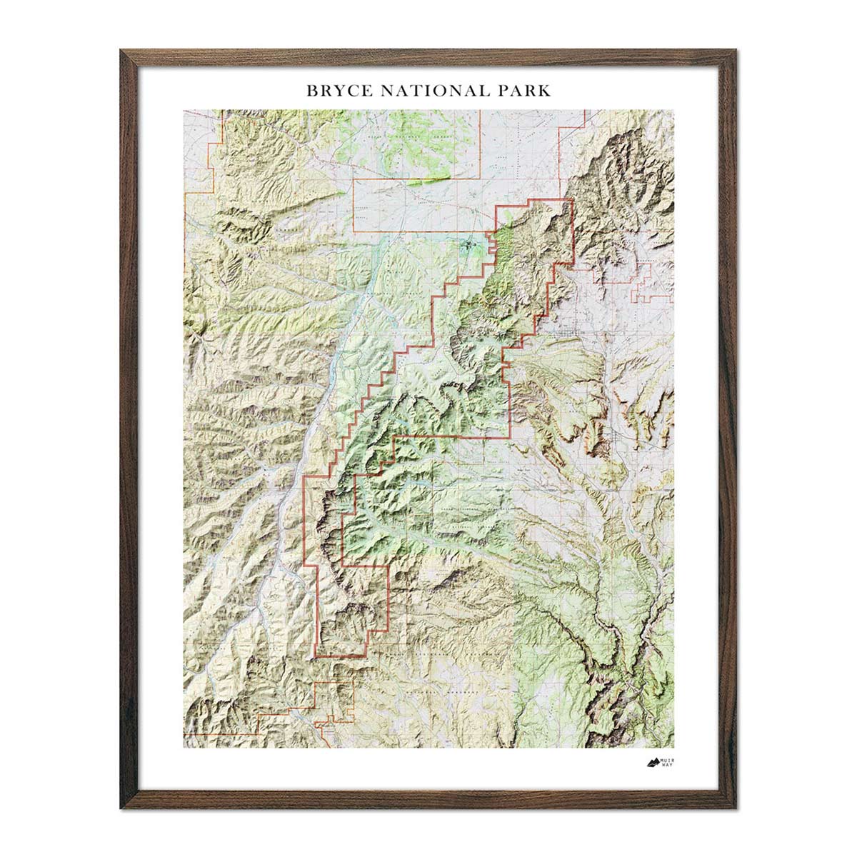 Bryce Canyon Shaded Relief Map - Muir Way - Relief Series