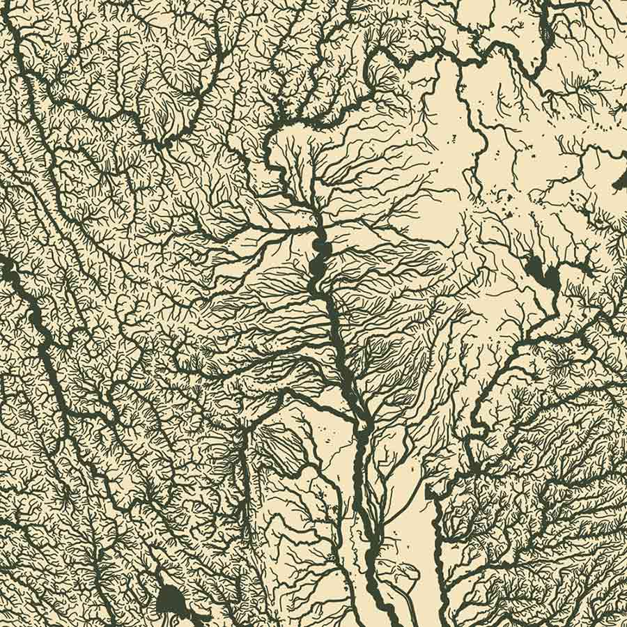 California Hydrological Map – Canvas Green - Muir Way - Hydrology