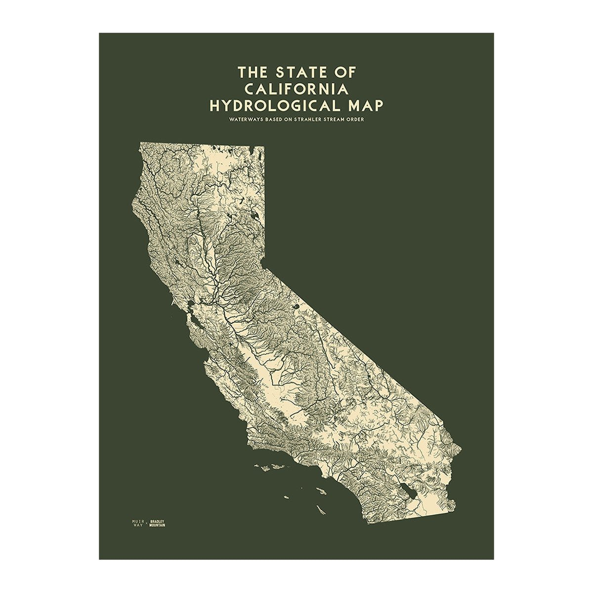 California Hydrological Map – Canvas Green - Muir Way - Hydrology