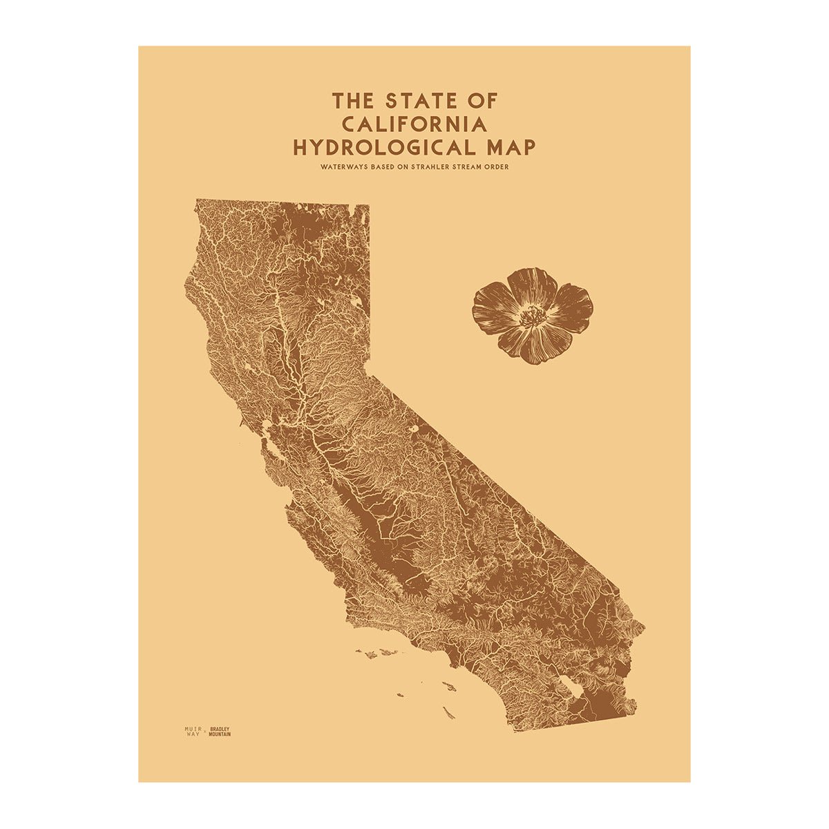 California Hydrological Map – Desert Tan - Muir Way -