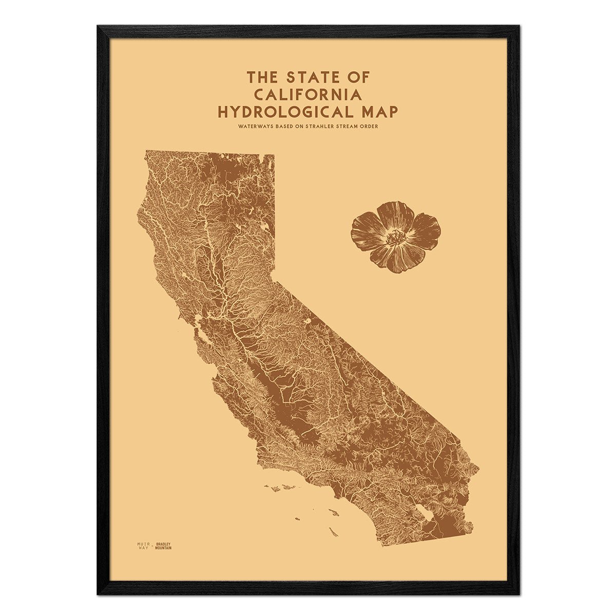 California Hydrological Map – Desert Tan - Muir Way -