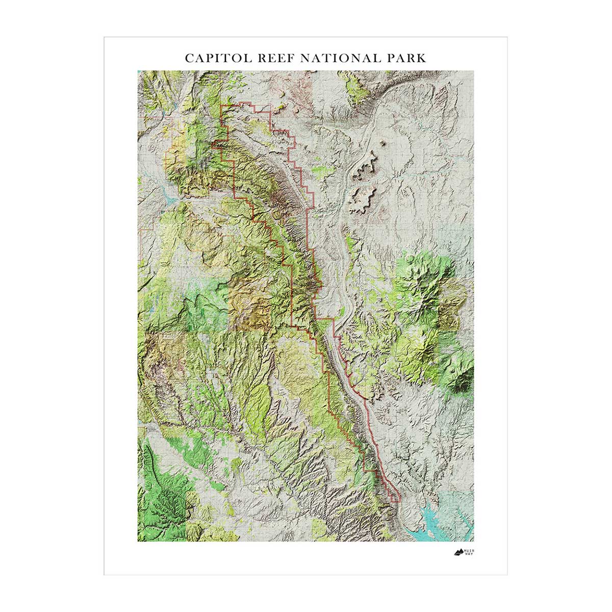 Capitol Reef Shaded Relief Map - Muir Way - Relief Series