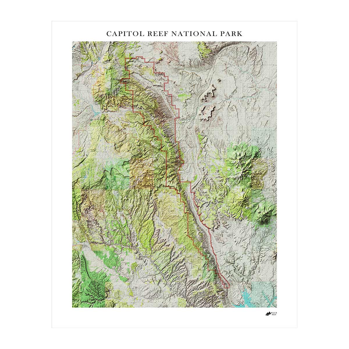 Capitol Reef Shaded Relief Map - Muir Way - Relief Series