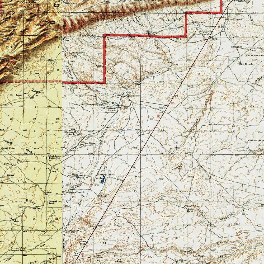 Carlsbad Caverns Shaded Relief Map - Muir Way - Relief Series