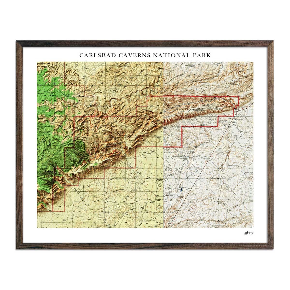 Carlsbad Caverns Shaded Relief Map - Muir Way - Relief Series