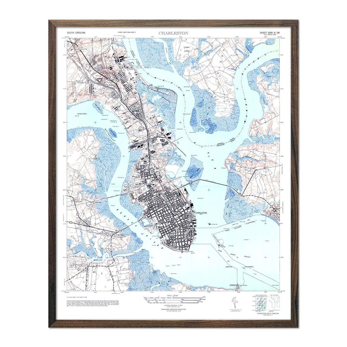 Charleston, SC 1948 USGS Map - Muir Way - Vintage Map