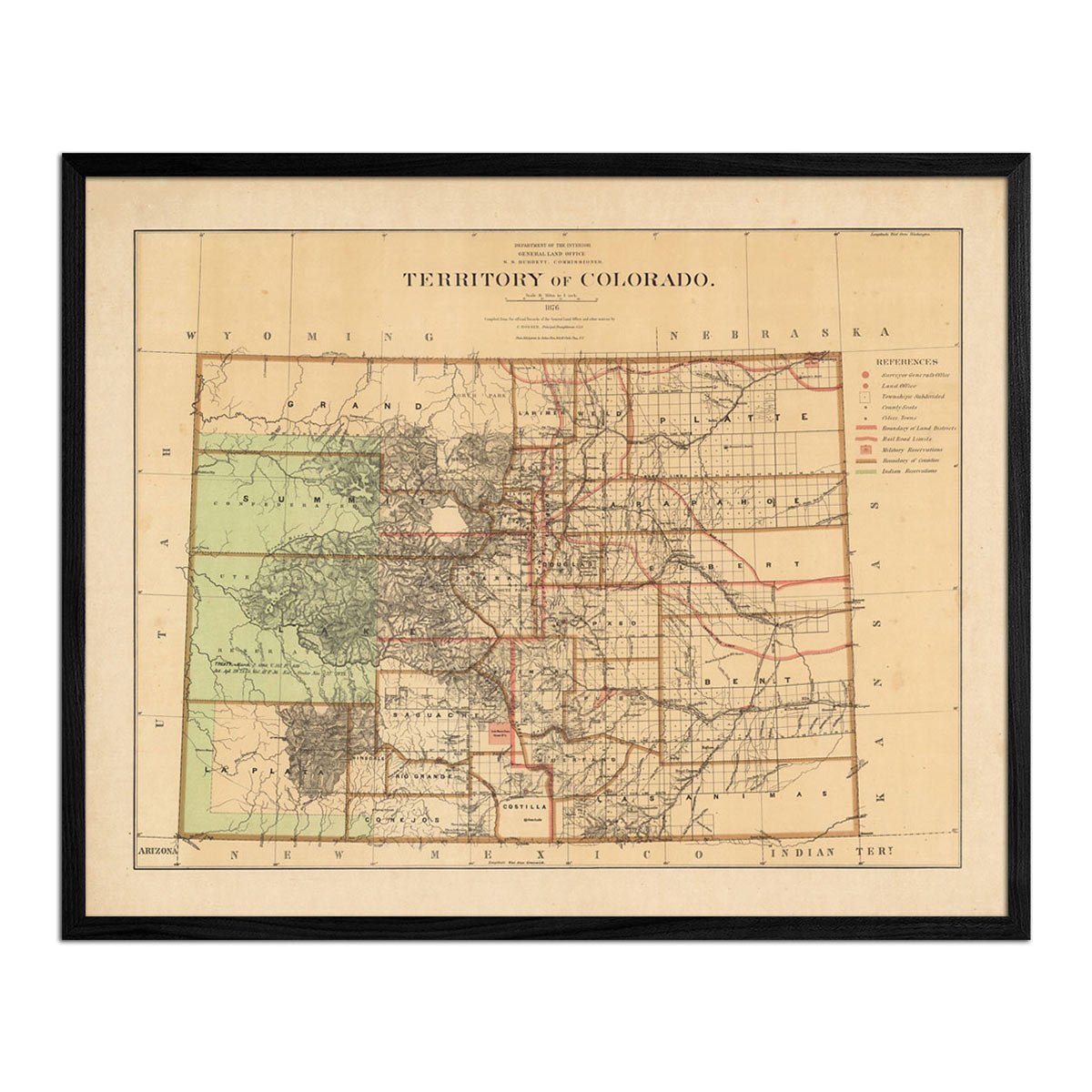 Colorado Territory 1876 Map - Muir Way - Vintage Map