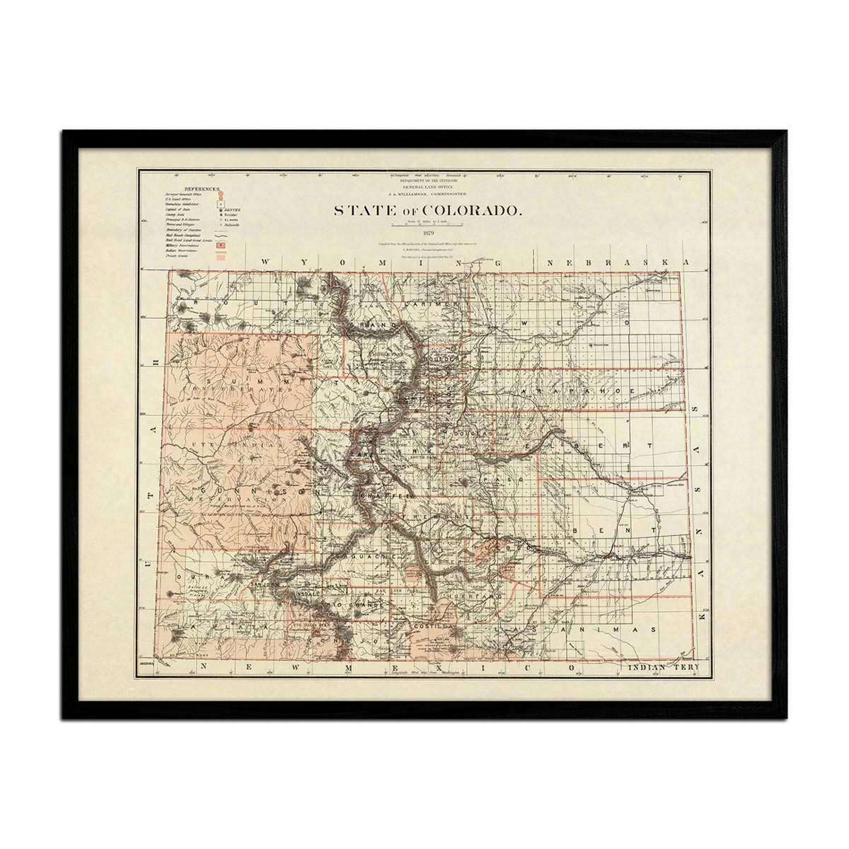 Colorado 1879 Map - Muir Way - Vintage Map