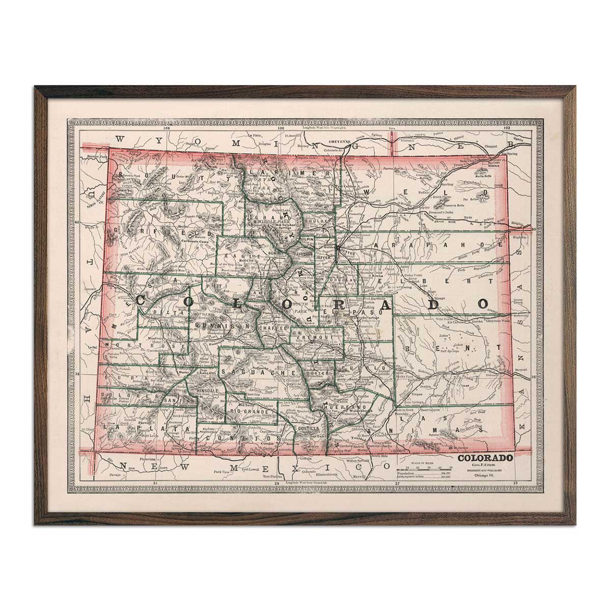 Colorado 1883 Map - Muir Way - Vintage Map