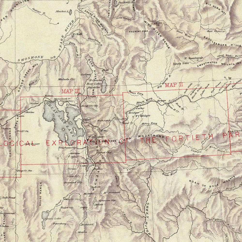 Cordilleras 1876 Topographic Map - Muir Way - Vintage Map