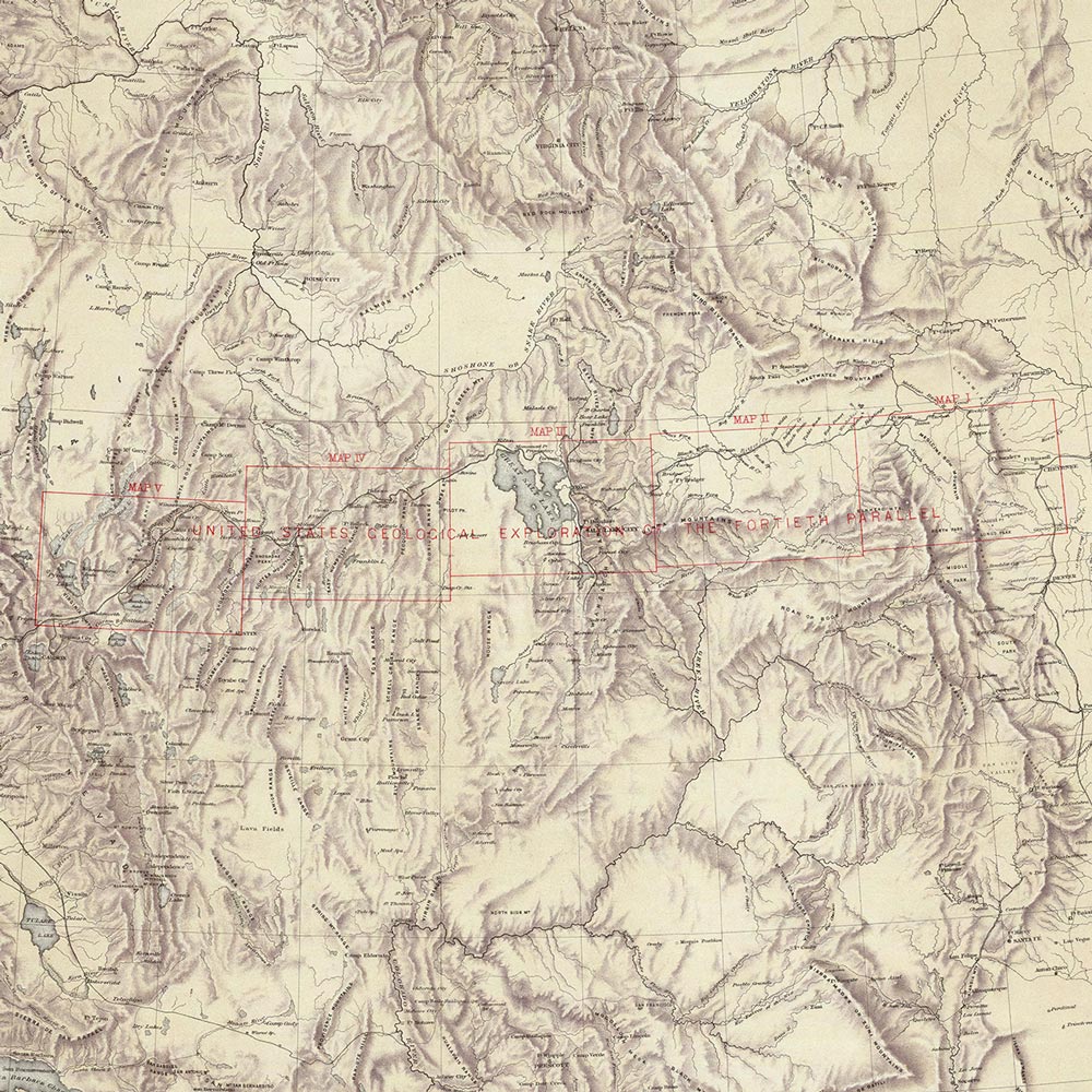 Cordilleras 1876 Topographic Map - Muir Way - Vintage Map