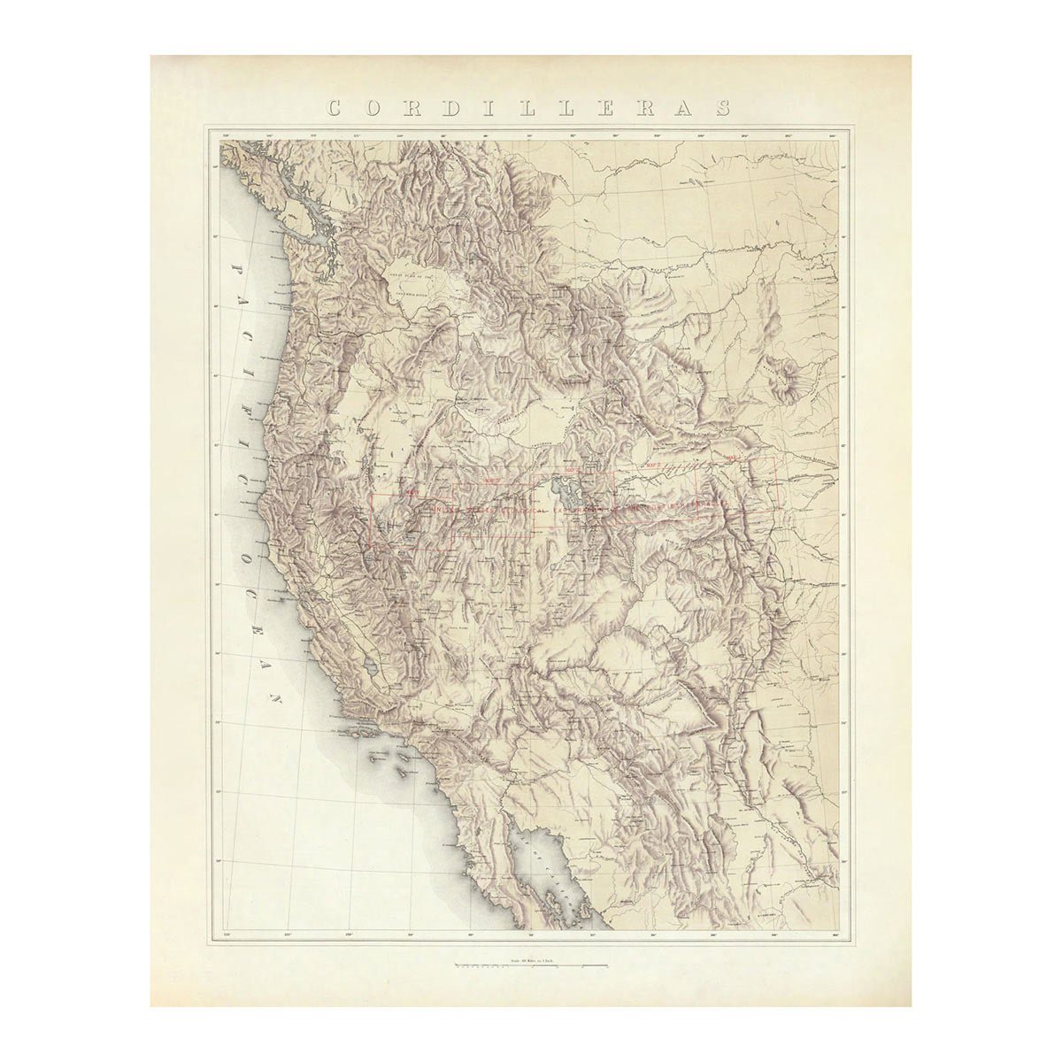Cordilleras 1876 Topographic Map - Muir Way - Vintage Map