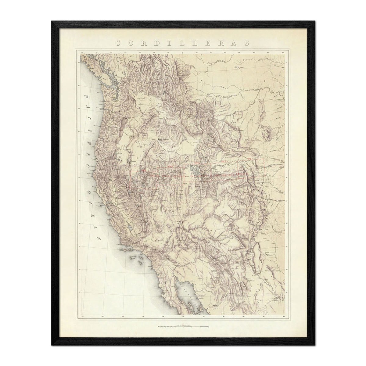 Cordilleras 1876 Topographic Map - Muir Way - Vintage Map
