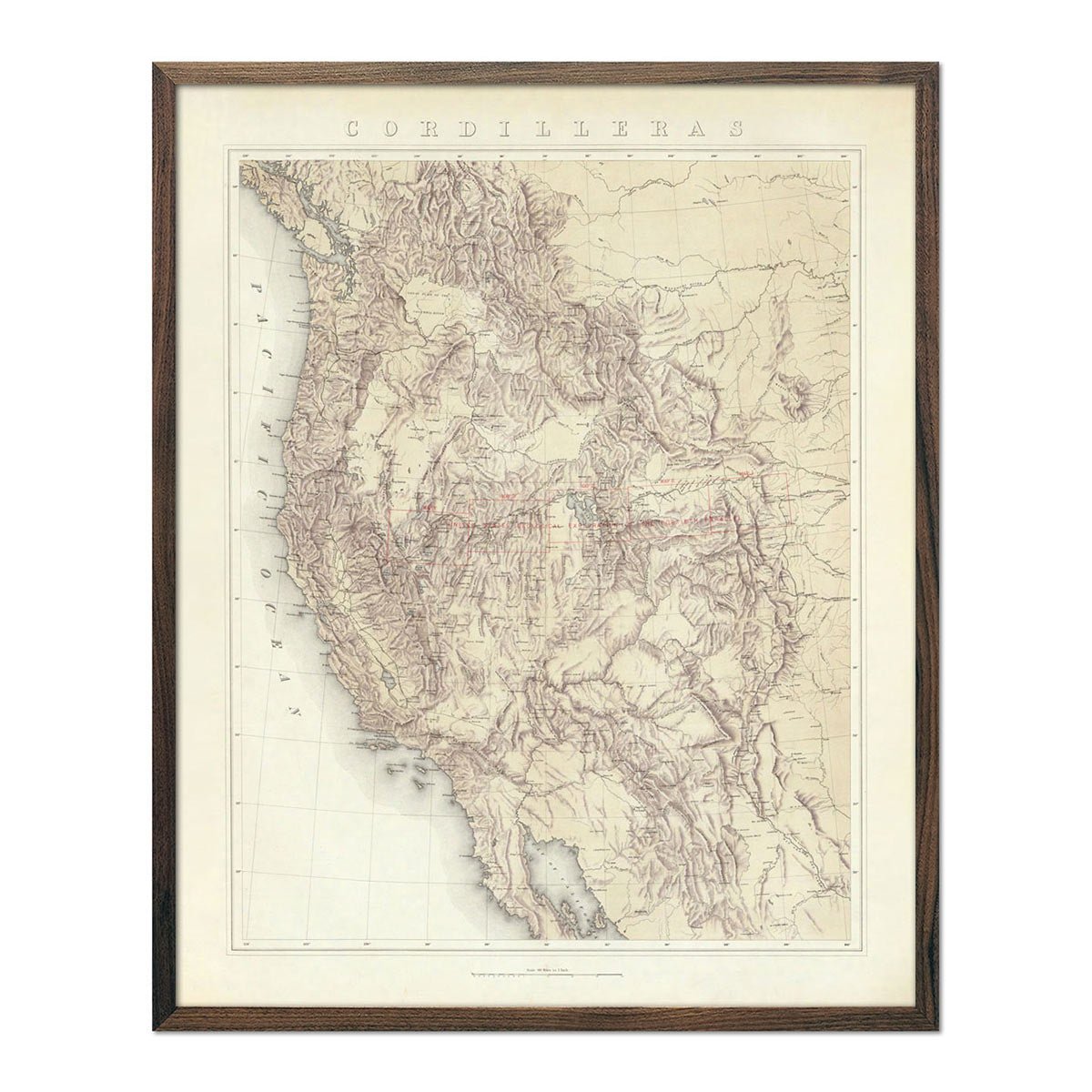 Cordilleras 1876 Topographic Map - Muir Way - Vintage Map