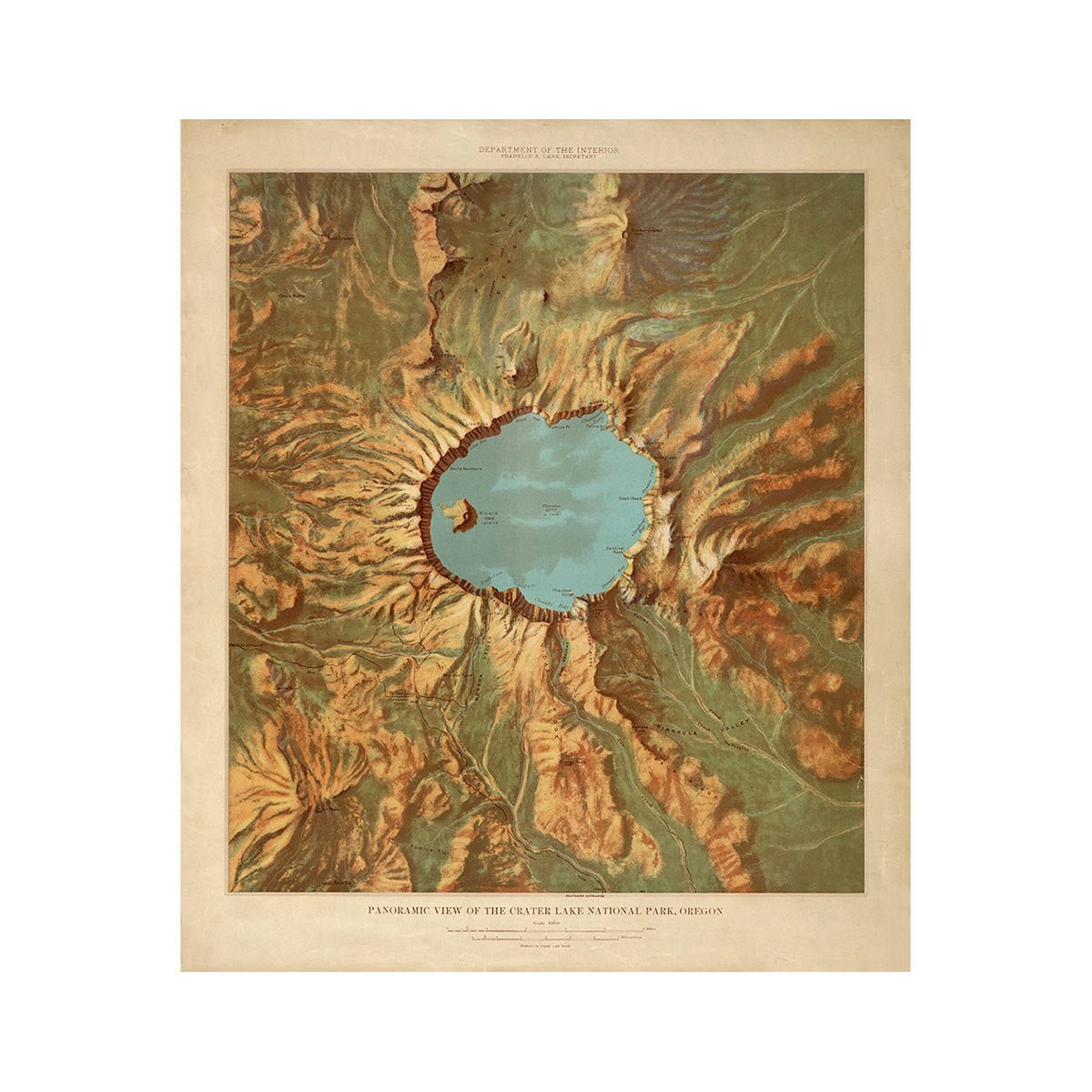 Crater Lake National Park Map 1914 - Muir Way - Vintage Map