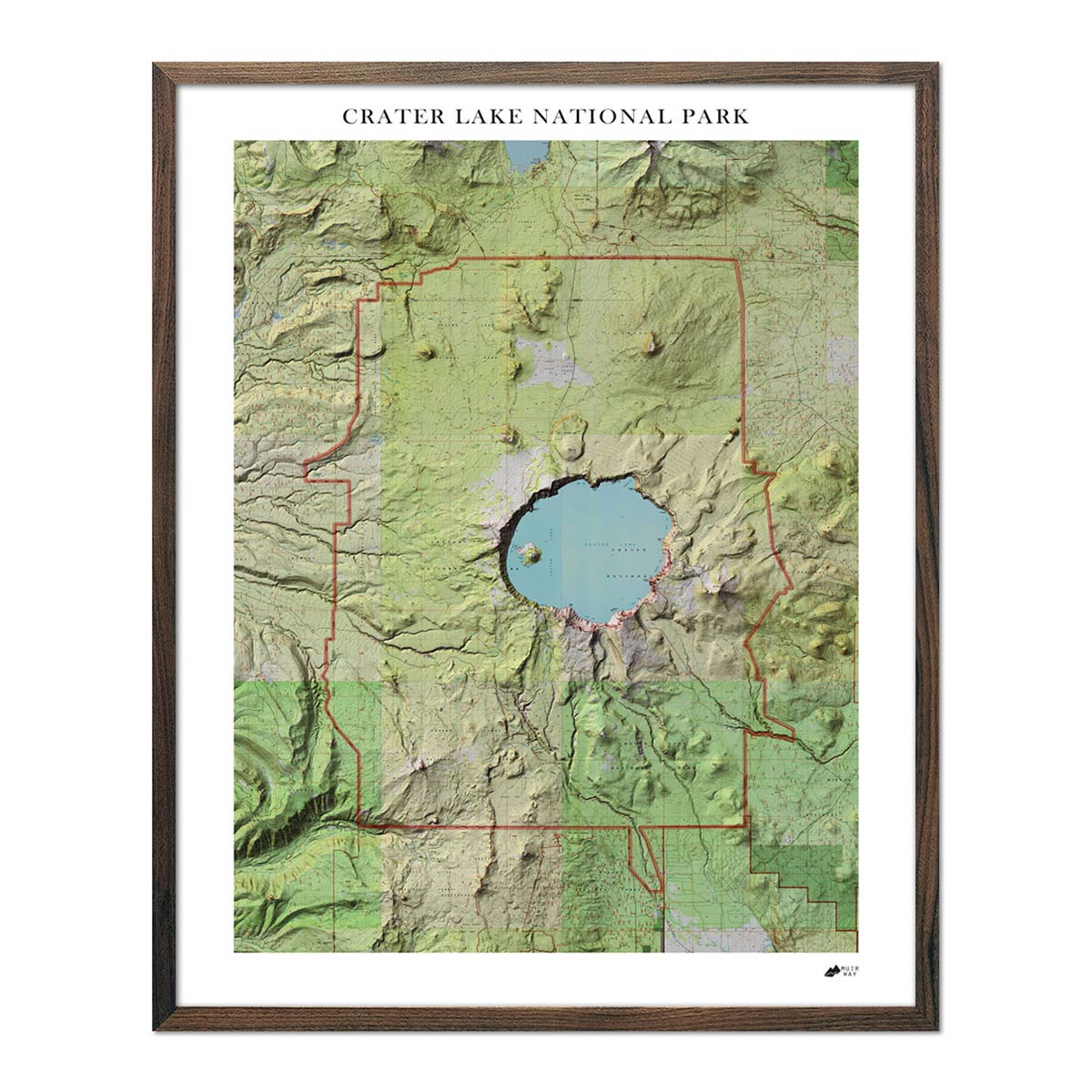 Crater Lake Shaded Relief Map - Muir Way - Relief Series