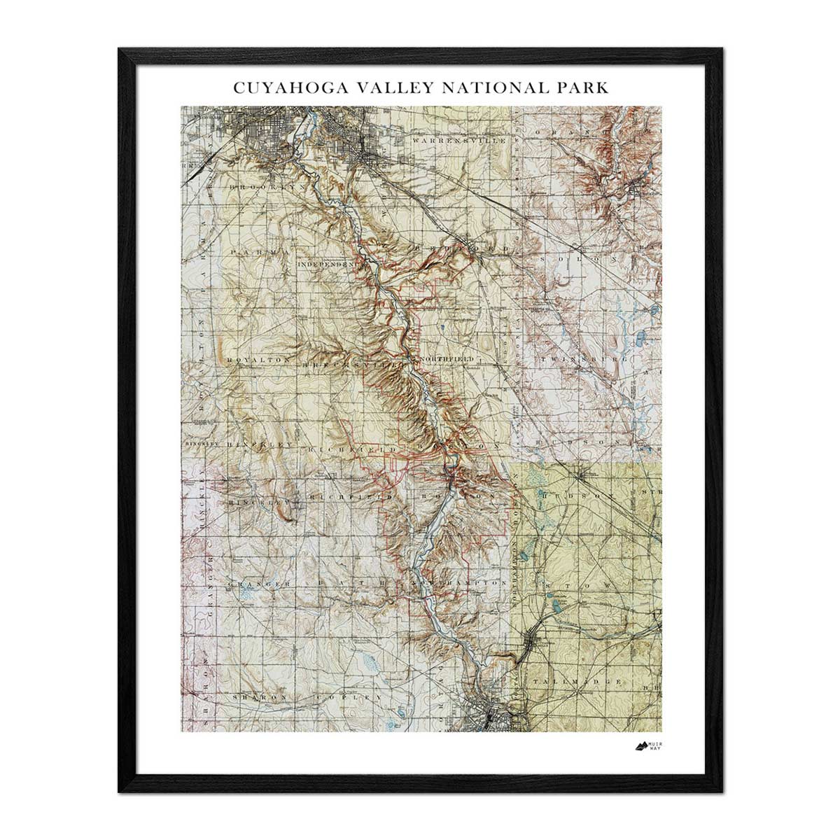 Cuyahoga Valley Shaded Relief Map - Muir Way - Relief Series