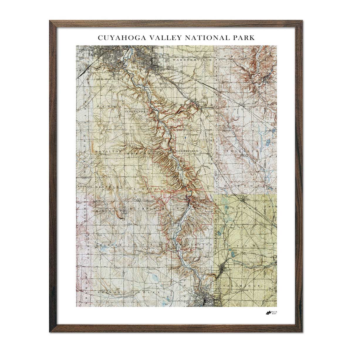 Cuyahoga Valley Shaded Relief Map - Muir Way - Relief Series
