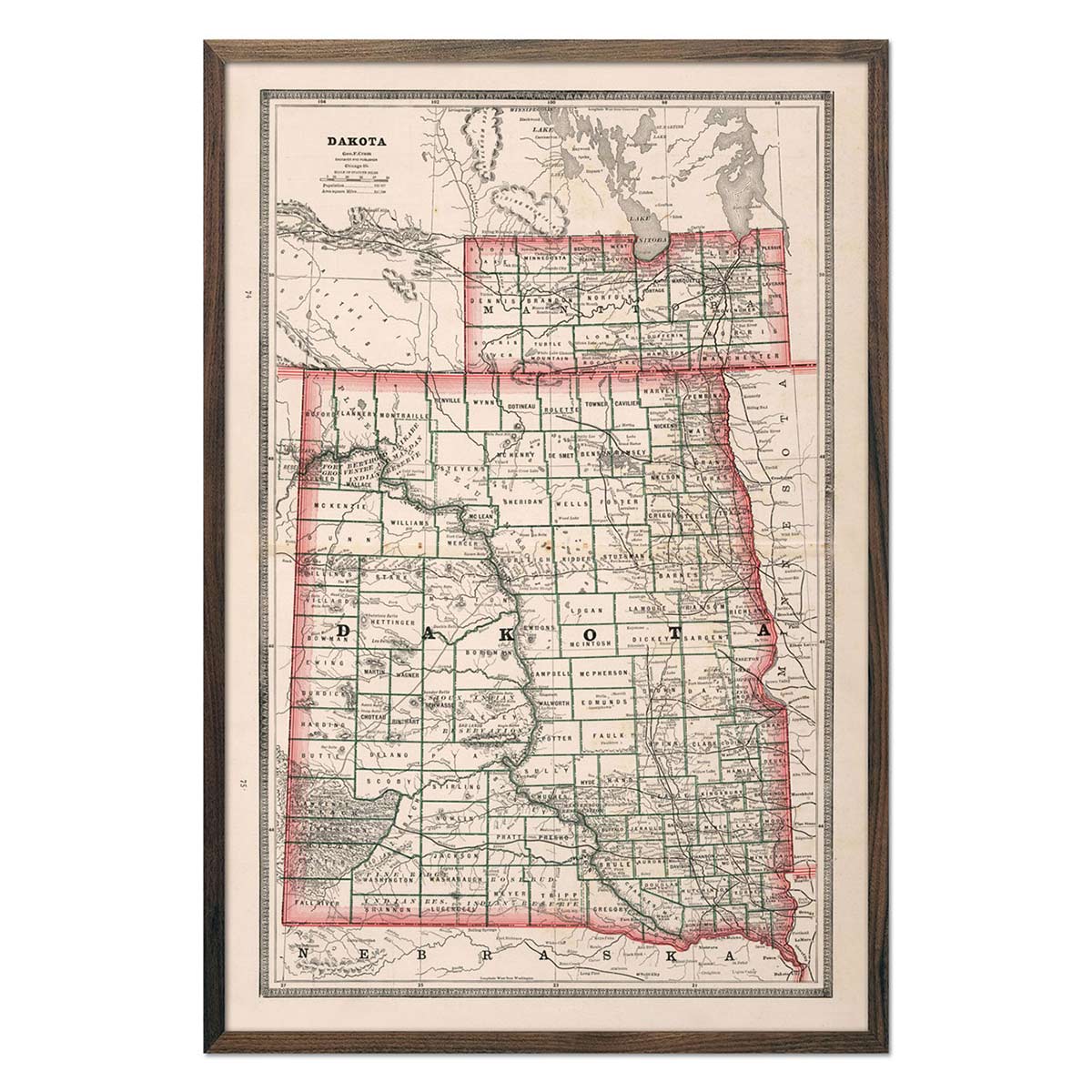 Dakota 1883 Map - Muir Way - Vintage Map
