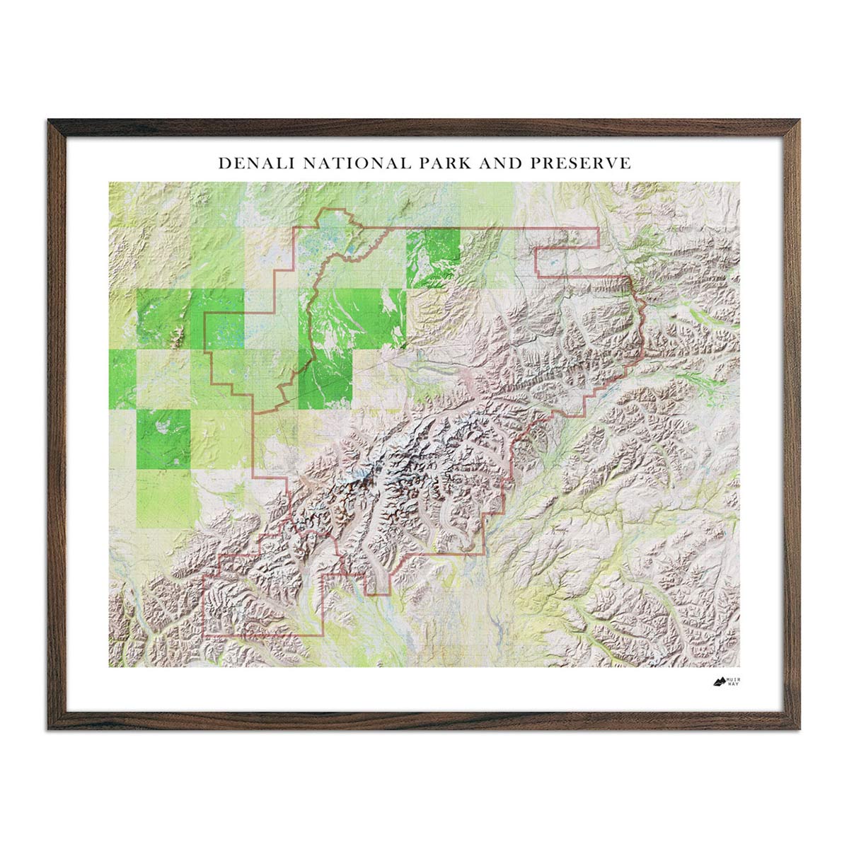 Denali Shaded Relief Map - Muir Way - Relief Series