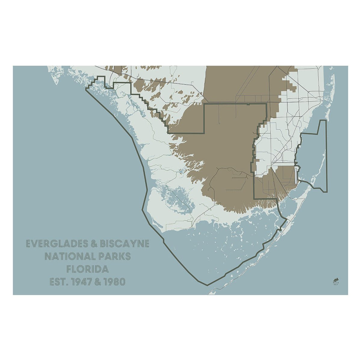 Everglades and Biscayne National Parks Map - Muir Way - National Park