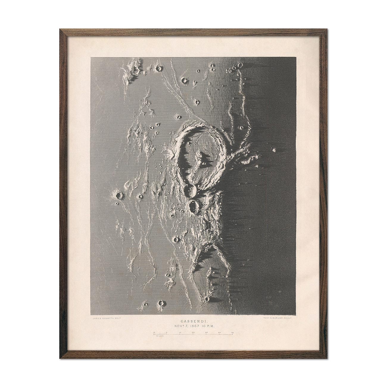 1874 Gassendi Moon Crater Print - Muir Way - Astronomy