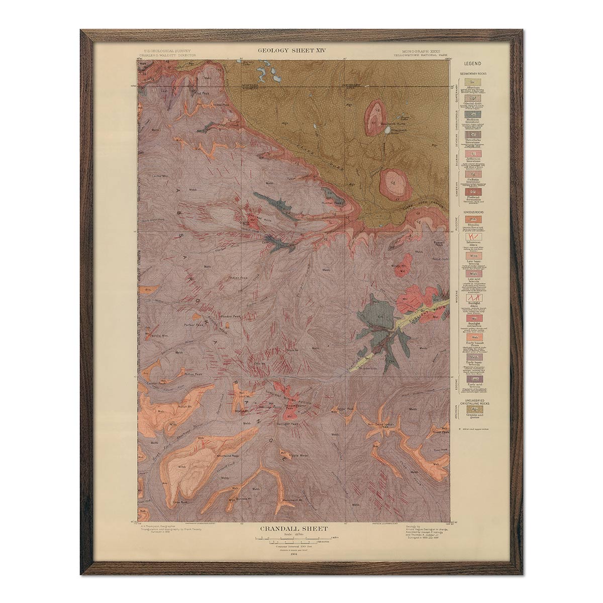 Yellowstone Geologic Map of Crandall 1904 Map - Muir Way - Vintage Map