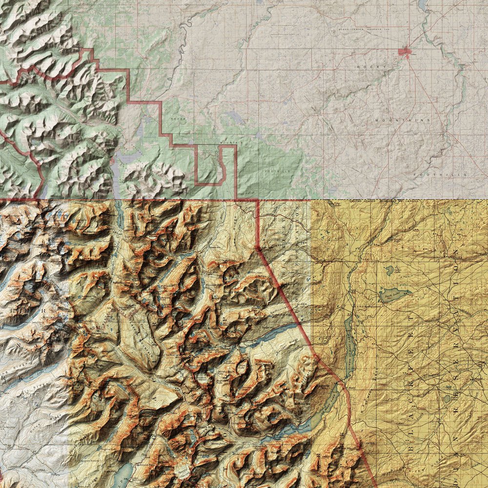 Glacier Shaded Relief Map - Muir Way - Relief Series