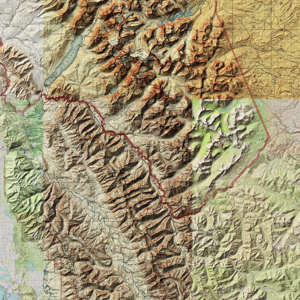 Glacier Shaded Relief Map - Muir Way - Relief Series