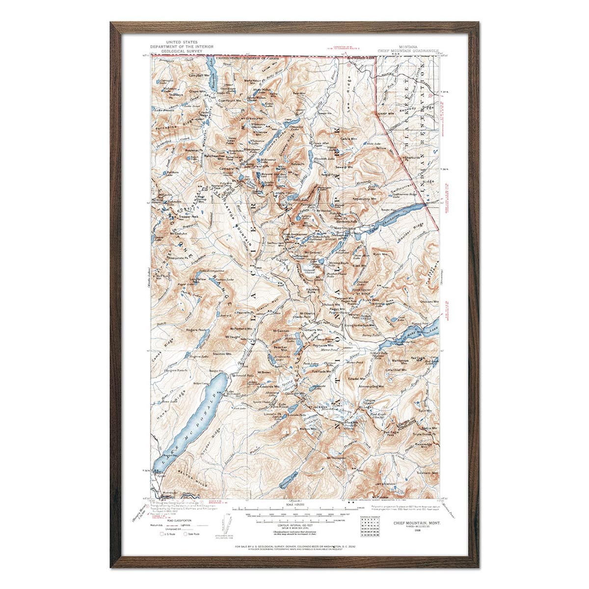 Glacier National Park 1938 USGS Map - Muir Way - Vintage Map