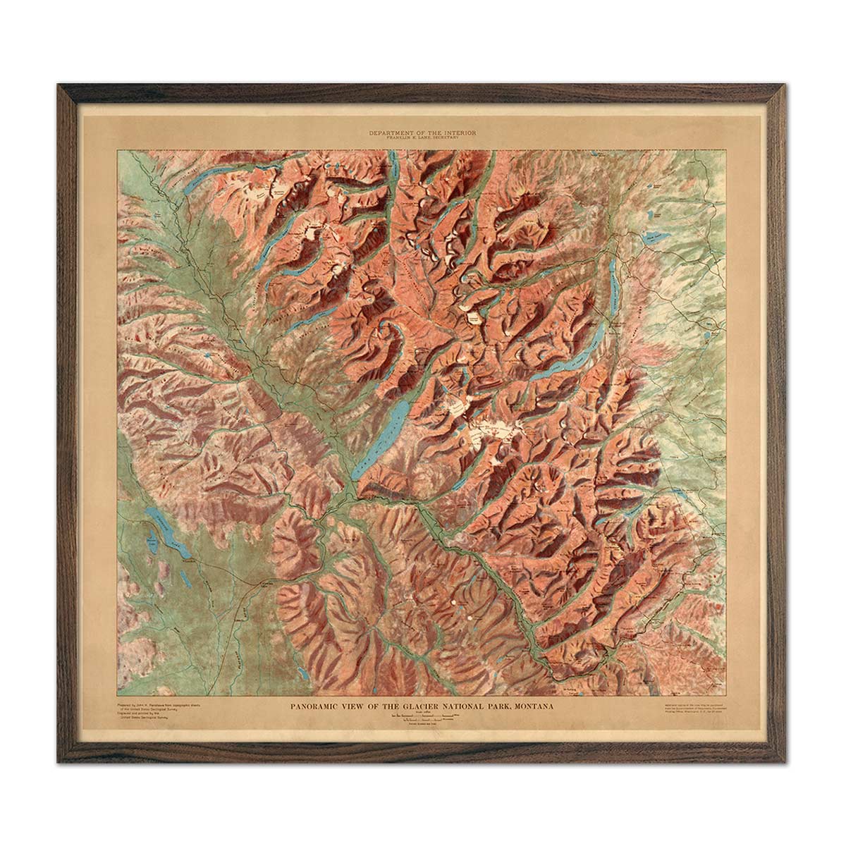 Glacier National Park Map 1914 - Muir Way - Vintage Map