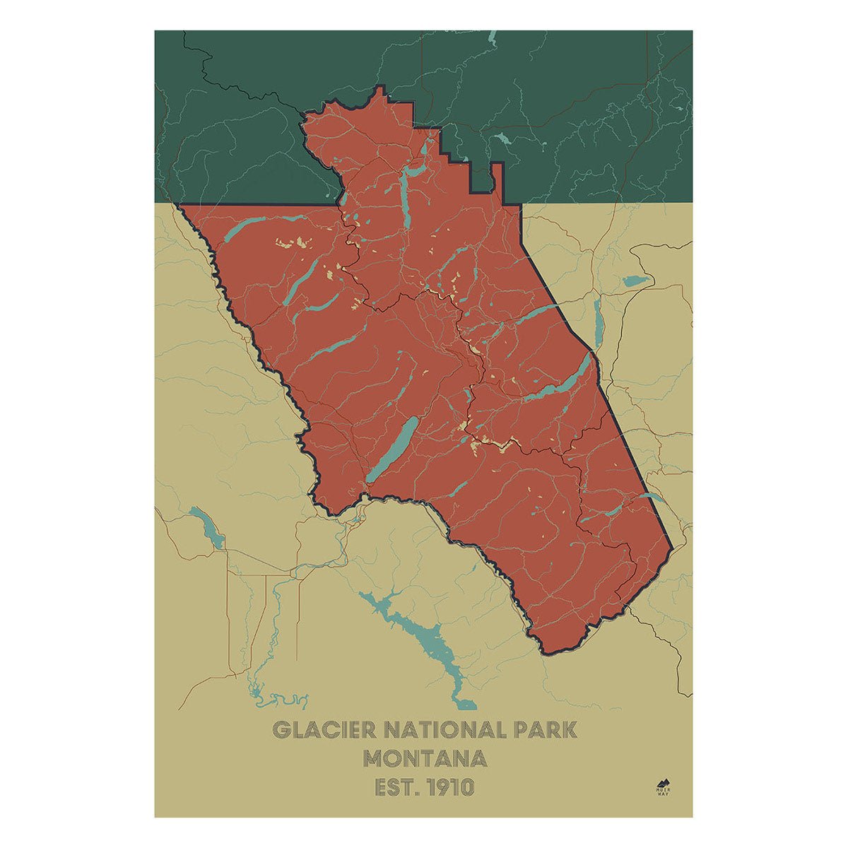 Glacier National Park Map - Muir Way - National Park