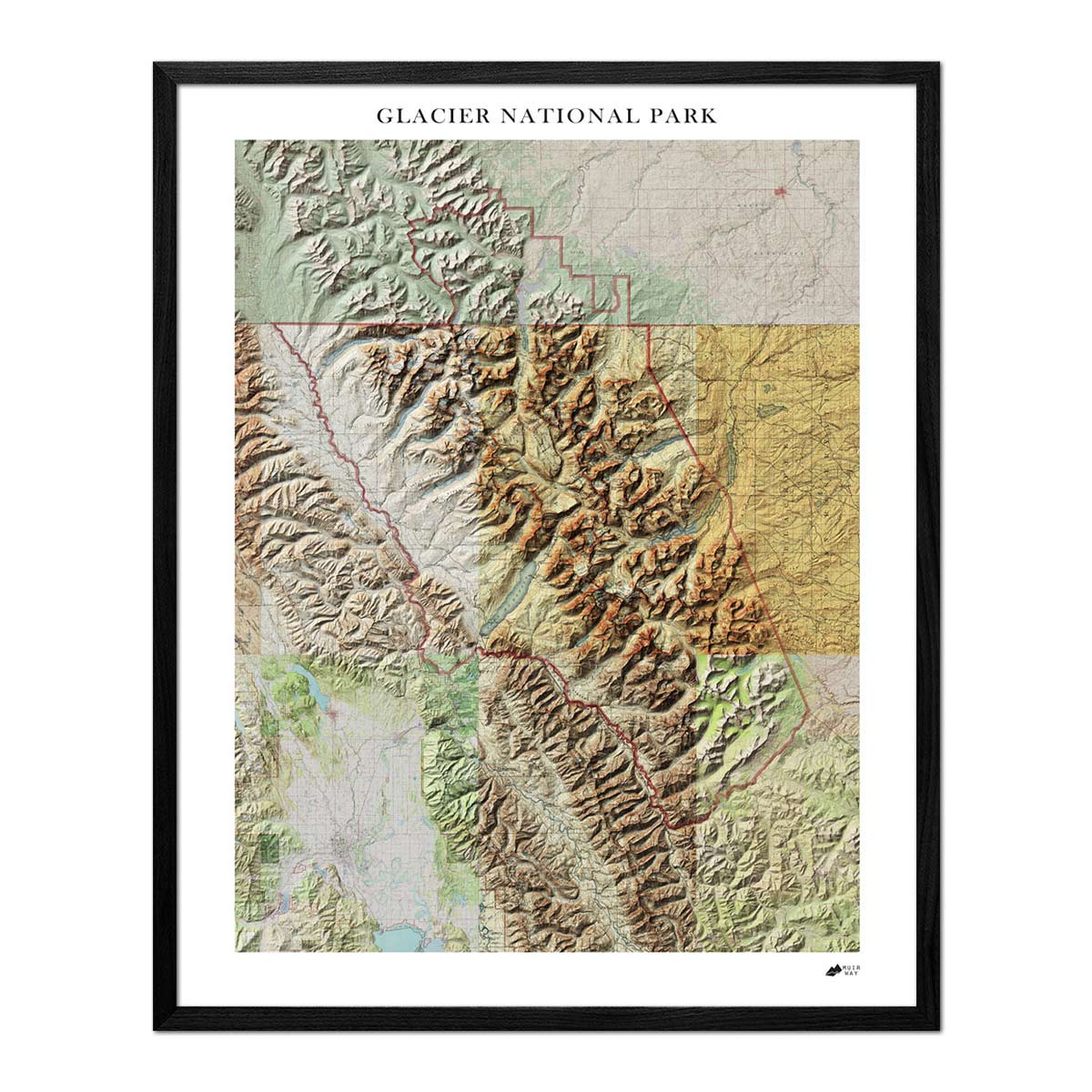 Glacier Shaded Relief Map - Muir Way - Relief Series