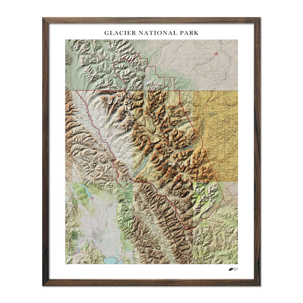 Glacier Shaded Relief Map - Muir Way - Relief Series