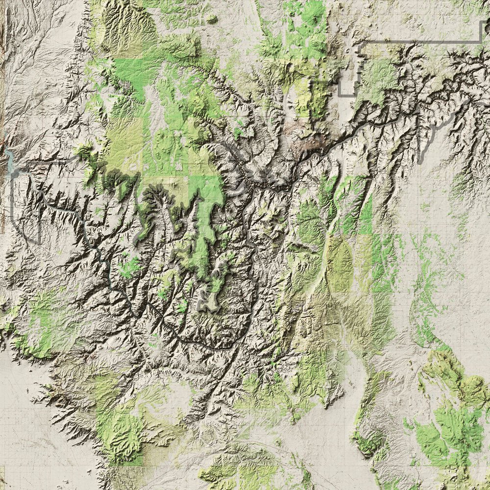 Grand Canyon Shaded Relief Map - Muir Way - Relief Series