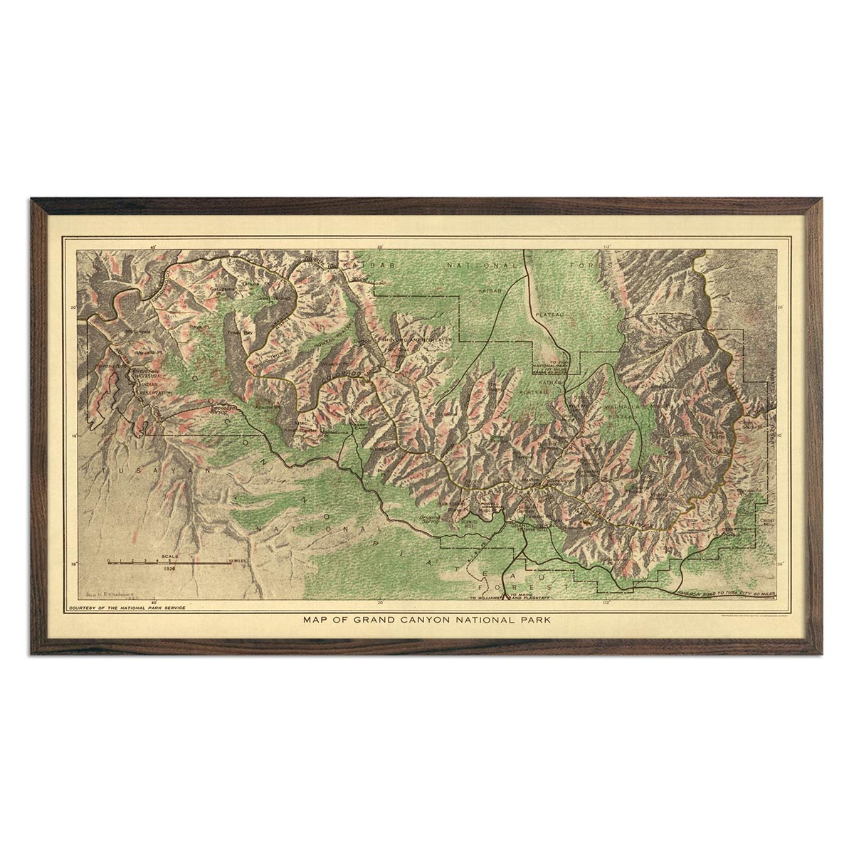 Grand Canyon National Park 1926 Map - Muir Way - Vintage Map