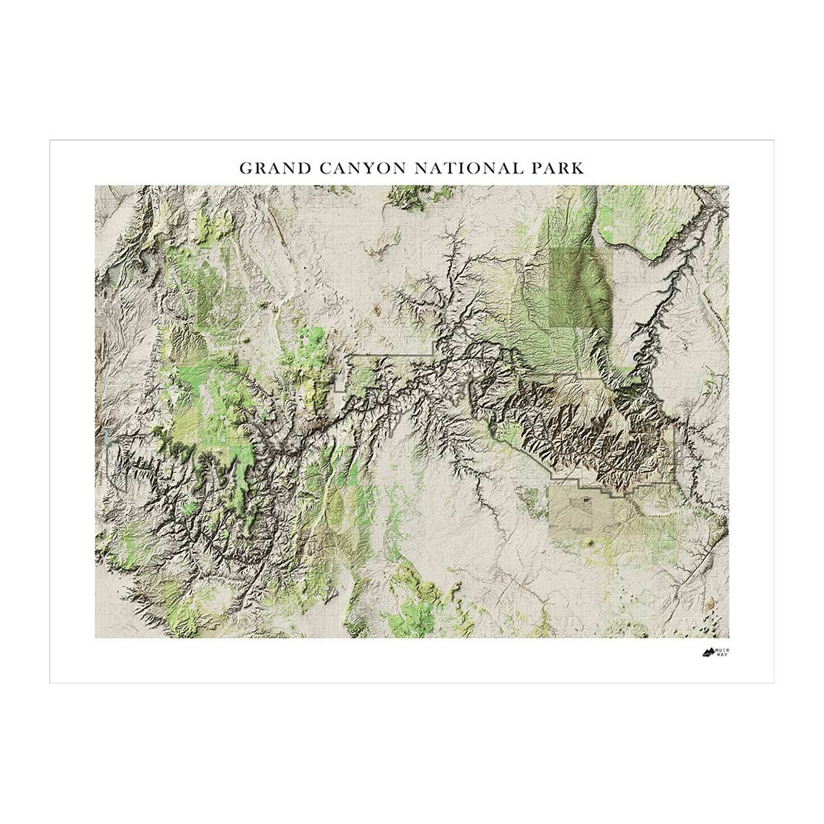 Grand Canyon Shaded Relief Map - Muir Way - Relief Series