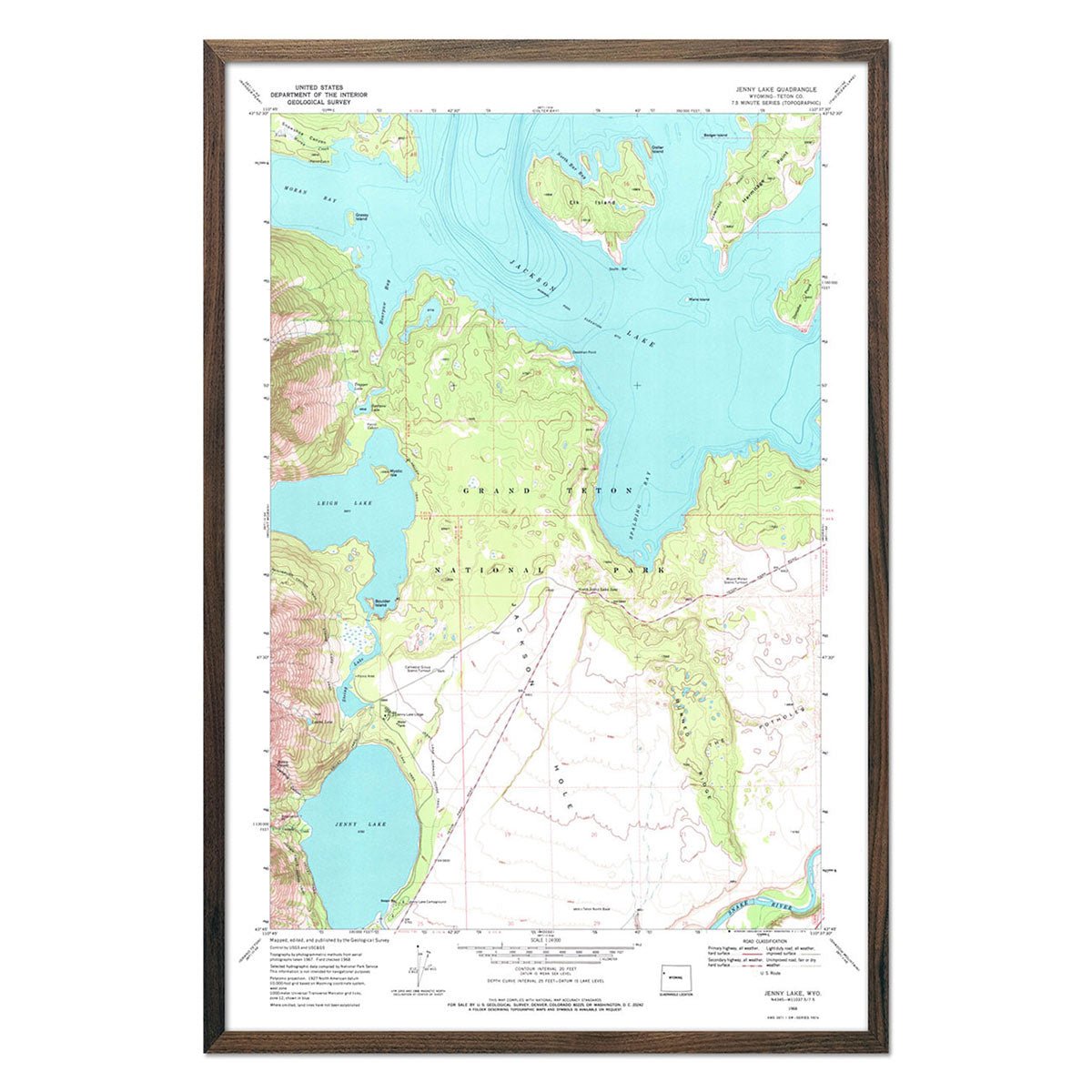 Grand Teton National Park 1972 USGS Map - Muir Way - Vintage Map