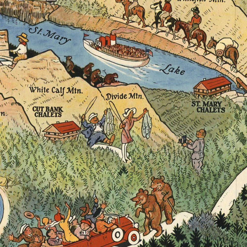 Great Northern Glacier 1925 Map - Muir Way - Vintage Map