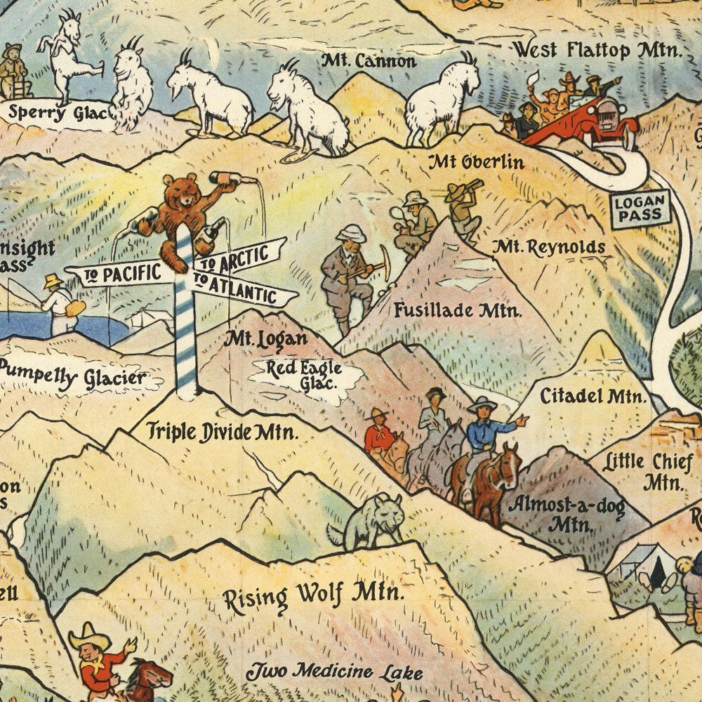 Great Northern Glacier 1925 Map - Muir Way - Vintage Map